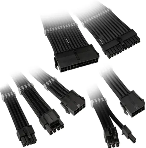 Kit 6 cabluri de extensie Core Adept Braided (Negru)