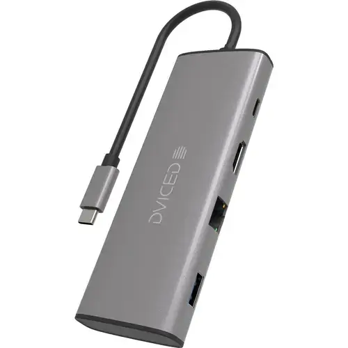 HUB USB Dviced DV300003, USB Type-C, 9-in-1, HDMI 4K, Ethernet, USB 3.0 (Gri)
