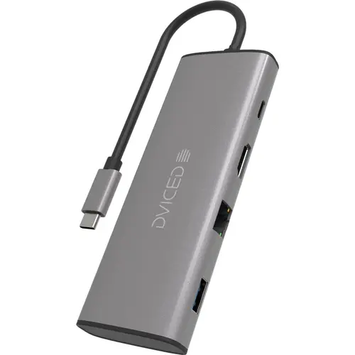 HUB USB Dviced DV300003, USB Type-C, 9-in-1, HDMI 4K, Ethernet, USB 3.0 (Gri)