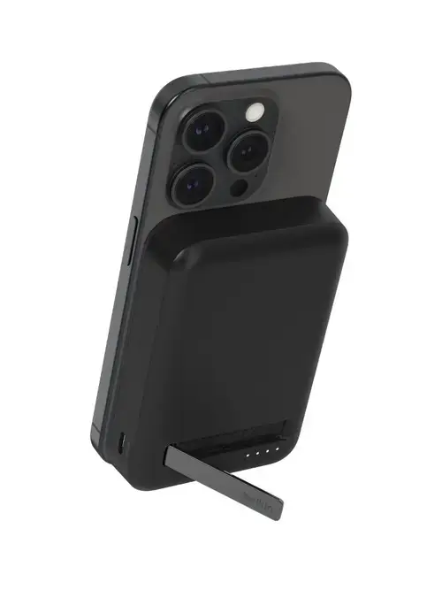 Acumulator extern Belkin BPD008btBK BoostCharge Pro, Qi2, 10000 mAh, MagSafe, cu stand (Negru)