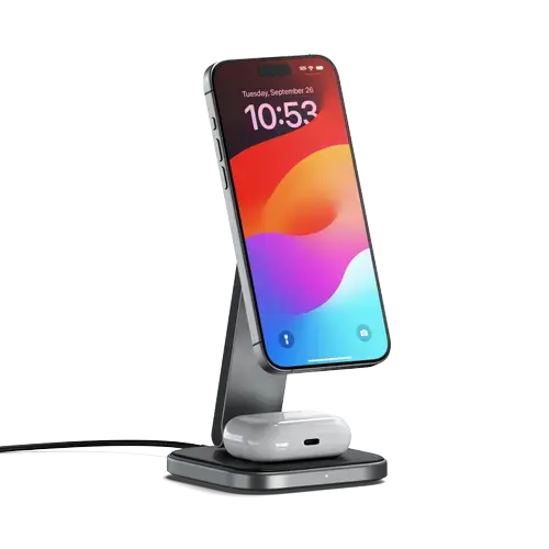 Incarcator Wireless Pliabil 2-in-1 Satechi ST-Q21FM, 15 W, Qi 2 (Gri)