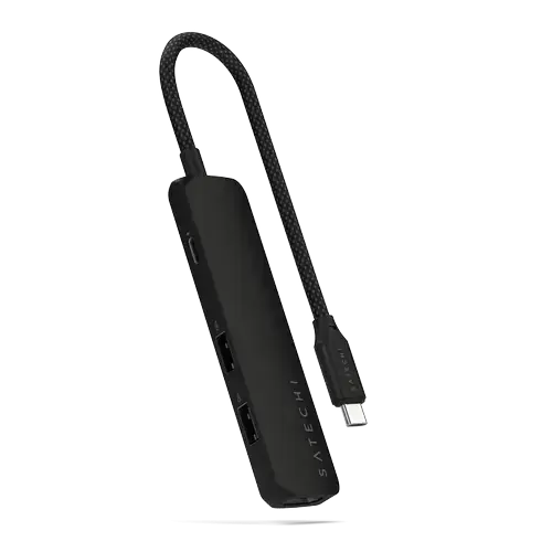 HUB USB Satechi Slim ST-P4SK 4-in-1, USB-C, HDMI 4K,  (Negru)
