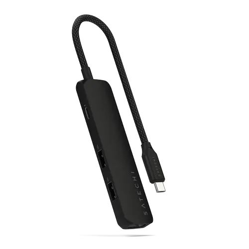 HUB USB Satechi Slim ST-P4SK 4-in-1, USB-C, HDMI 4K,  (Negru)