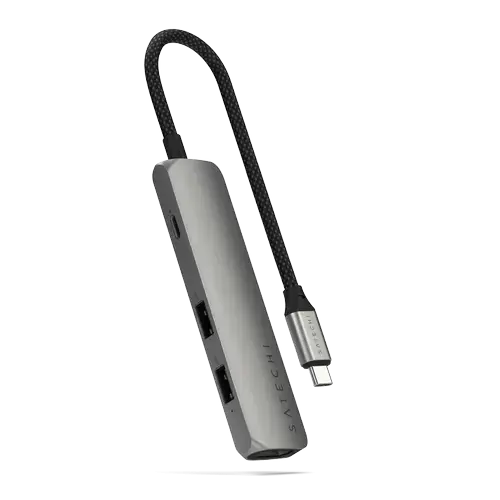 HUB USB Multiport Satechi Slim ST-P4SM, 4-in-1, USB-C, HDMI 4K (Gri)