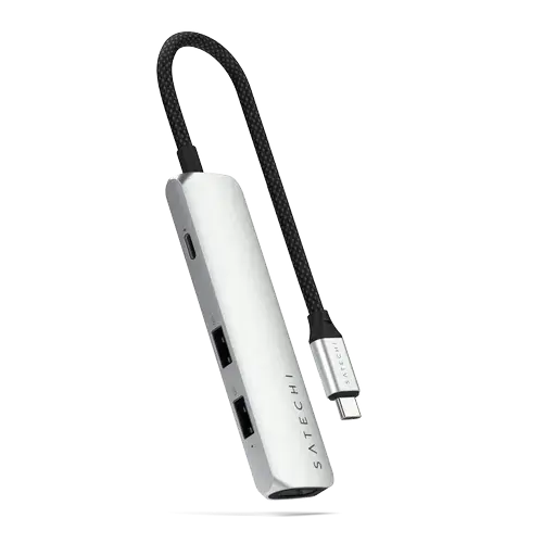 Hub USB Multiport Satechi Slim ST-P4SS, 4-in-1, USB-C, HDMI 4K (Argintiu)