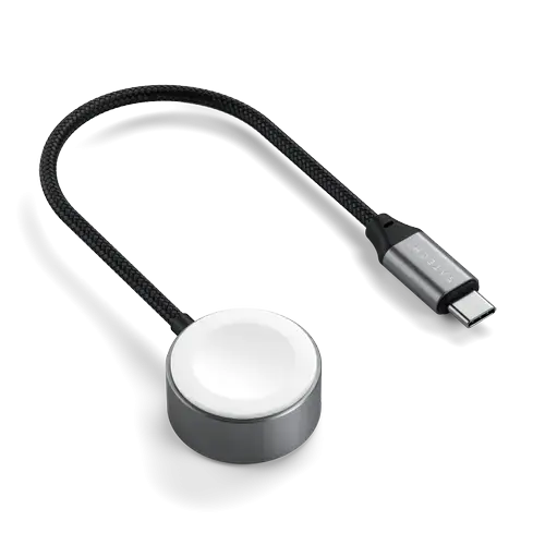 Cablu de incarcare magnetic Satechi ST-QCAWM pentru Apple Watch Seria 1-10, Watch Ultra si Ultra 2, Fast-Charge (Gri)