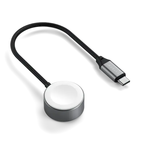 Cablu de incarcare magnetic Satechi ST-QCAWM pentru Apple Watch Seria 1-10, Watch Ultra si Ultra 2, Fast-Charge (Gri)