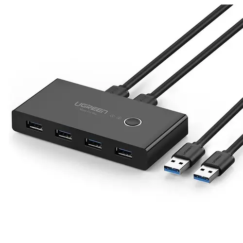 Hub USB UGREEN US216 Two Sharing Switch Box, 4 x USB-A 3.0 (Negru)