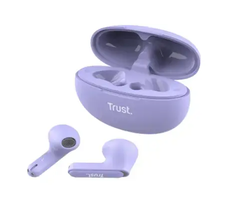 Casti True Wireless Trust Yavi, Bluetooth, Microfon (Violet)