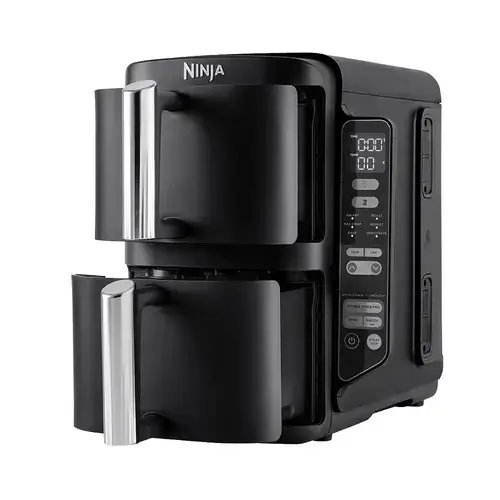 Friteuza cu aer cald Ninja DoubleStack SL300EU, 7.6 l, 2470 W, 2 placi cu invelis ceramic, 6 programe (Negru)