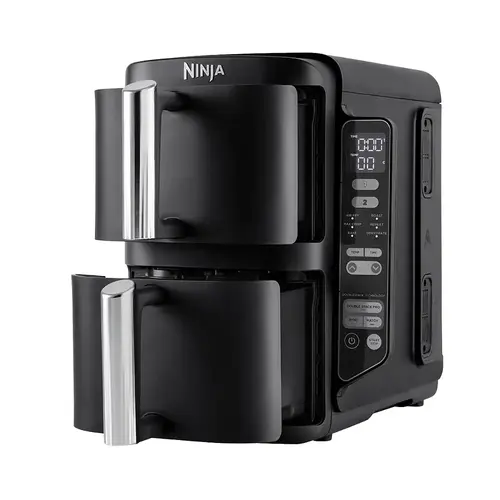Friteuza cu aer cald Ninja DoubleStack SL300EU, 7.6 l, 2470 W, 2 placi cu invelis ceramic, 6 programe (Negru)