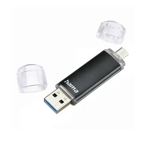 Memorie USB Hama Laeta Twin, 128GB, USB-A, USB Type-C (Negru)