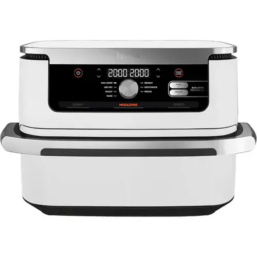 Friteuza cu aer cald Ninja Flex Drawer AF500EUWH, 2470 W, 10.4 l, capacitate mancare 2 kg, interval temperatura 40 - 240 °C, doua zone de gatit, 7 programe (Alb)