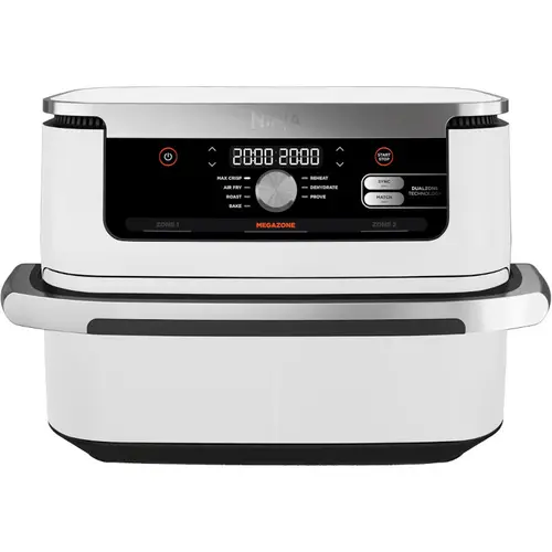 Friteuza cu aer cald Ninja Flex Drawer AF500EUWH, 2470 W, 10.4 l, capacitate mancare 2 kg, interval temperatura 40 - 240 °C, doua zone de gatit, 7 programe (Alb)