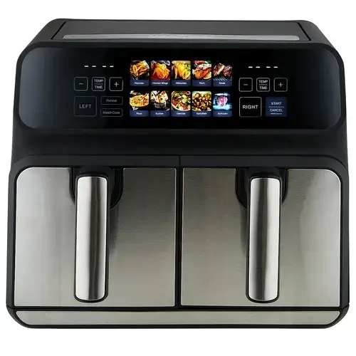 Friteuza dubla cu aer cald ProfiCook PC-FR 1287 H, 8 l, Air-Flow 360, 9 programe, Afisaj LCD, Temperatura ajustabila 50-200 C (Argintiu/Negru)
