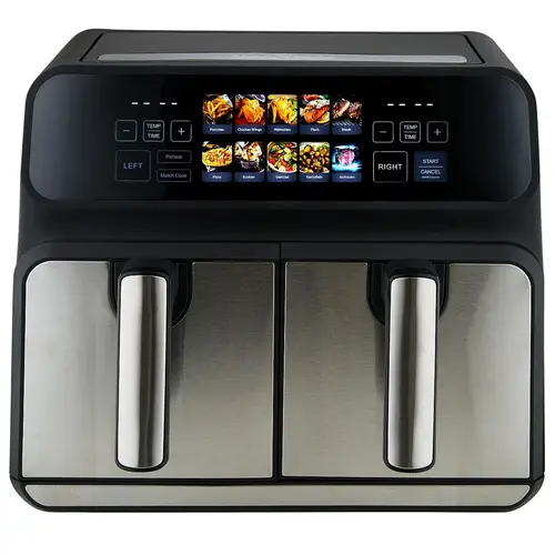 Friteuza dubla cu aer cald ProfiCook PC-FR 1287 H, 8 l, Air-Flow 360, 9 programe, Afisaj LCD, Temperatura ajustabila 50-200 C (Argintiu/Negru)
