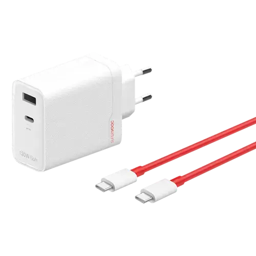 Incarcator retea OnePlus SUPERVOOC Dual Port, 120 W, USB Type-C + USB-A, Cablu USB Type-C 1m (Alb)
