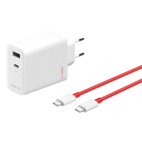 Incarcator retea OnePlus SUPERVOOC Dual Port, 120 W, USB Type-C + USB-A, Cablu USB Type-C 1m (Alb)