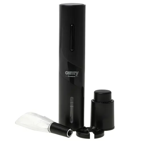 Desfacator electric pentru sticle de vin, Camry CR 4510, plastic, compatibil cu dopuri de 20-24mm (Negru)