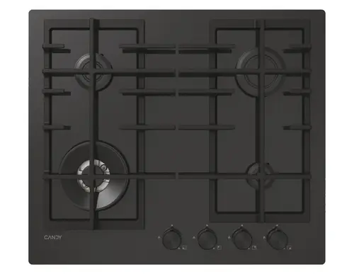 Plita incorporabila Candy CVFG6BF4PB, Gaz, 4 zone de gatire, 9450 W, hOn, Sticla securizata (Negru)