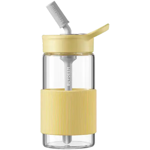 Sticla cu pai portabila BUYDEEM CD1017-MY, 500 ml (Galben)