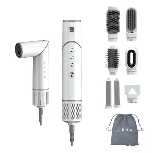 Ondulator si uscator de par multifunctional AENO HS1, 1200 W, 3 viteze, 4 setari temperatura, 107.000 RPM (Alb)