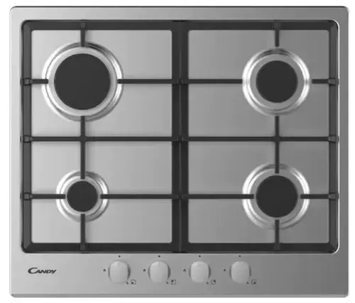 Plita incorporabila Candy CHG6BRX, Gaz, 4 arzatoare, Aprindere electrica one touch, Gratare fonta, Siguranta, 60 cm (Argintiu)