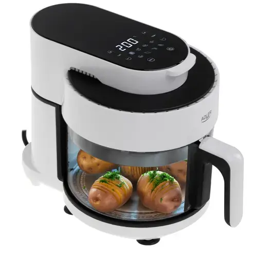 Friteuza cu aer cald Adler AD 6316, 3 l, 1400 W, Temperatura ajustabila 80-200 C, Timer 30 minute, Control touch, 8 programe (Alb)