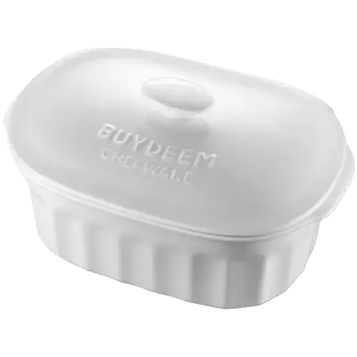 Vas de ceramica cu capac BUYDEEM CT1005, 2 l (Alb)