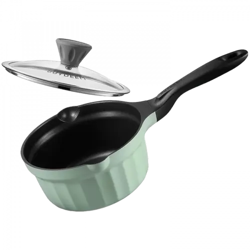 Tigaie de sos cu capac BUYDEEM CP141-CG, 1.8 l, 18 cm, Aluminiu turnat (Verde)