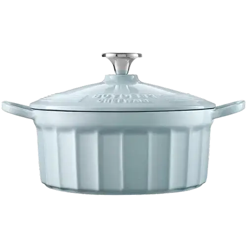 Cratita cu capac BUYDEEM CP521-WB, 2.9 l, Fonta emailata (Albastru deschis)