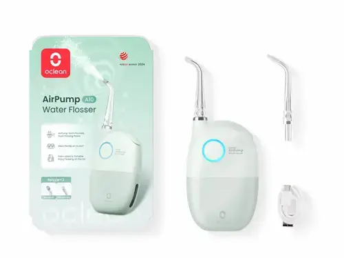 Irigator bucal OClean AirPump 10 GN, 3 moduri, 1200 mAh, Autonomie pana la 40 zile, IPX7, Indeparteaza pana la 99% din placa bacteriana (Verde)