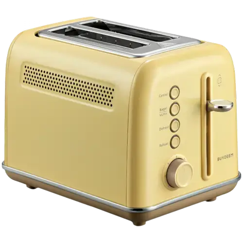 Prajitor de paine BUYDEEM DT620E-MY/EU, 900 W, 2 felii, Tava firimituri, 7 trepte, 5 functii (Galben)