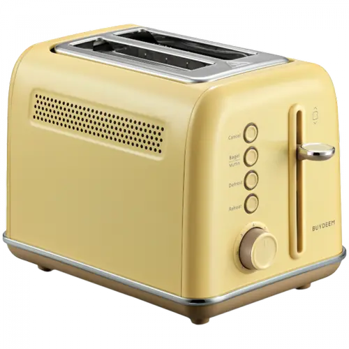 Prajitor de paine BUYDEEM DT620E-MY/EU, 900 W, 2 felii, Tava firimituri, 7 trepte, 5 functii (Galben)