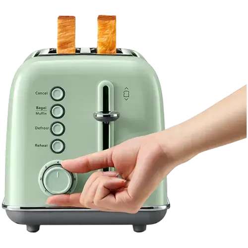 Prajitor de paine BUYDEEM DT620E-CG/EU, 900 W, 2 felii, Tava firimituri, 7 trepte, 5 functii (Verde)