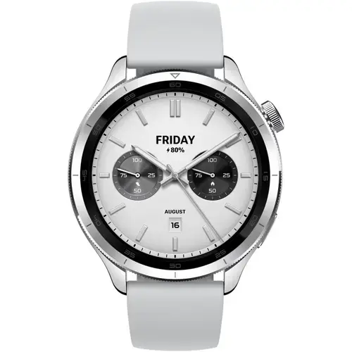 Smartwatch Xiaomi Watch S4, Ecran AMOLED 1.43inch, 150 Moduri sportive, Autonomie 15 zile, Bluetooth, HyperOS 2, 5 ATM (Argintiu)