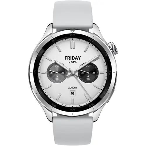 Smartwatch Xiaomi Watch S4, Ecran AMOLED 1.43inch, 150 Moduri sportive, Autonomie 15 zile, Bluetooth, HyperOS 2, 5 ATM (Argintiu)
