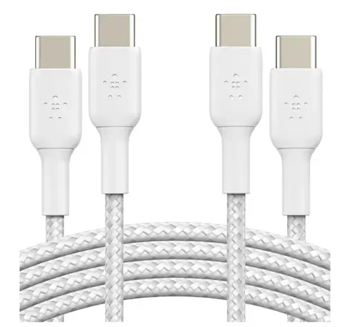 Set 2x Cablu Belkin Boost Charge Braided USB-C/USB-C 2m (Alb)