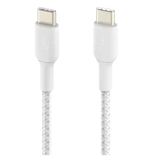 Cablu de date Belkin Boost Charge Braided, USB-C/USB-C, 1 m (Alb)