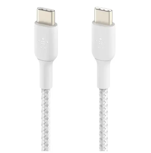 Cablu de date Belkin Boost Charge Braided, USB-C/USB-C, 1 m (Alb)