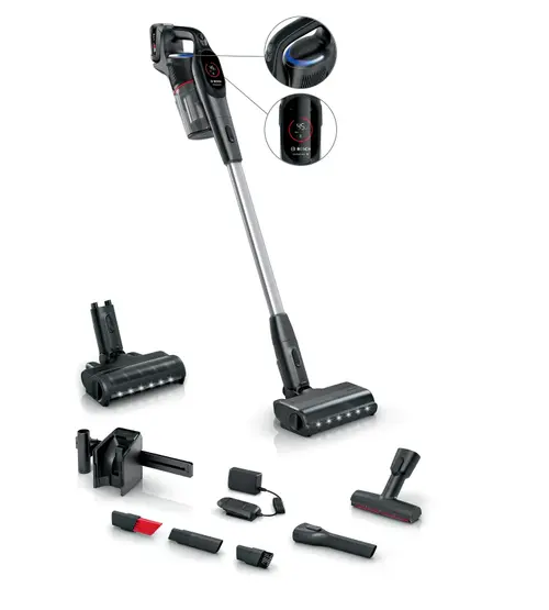 Aspirator vertical BOSCH Unlimited 9 BCS931BQC, Autonomie pana la 60 minute, 3 setari performanta, 18 V, Recipient 0.4 l (Negru)