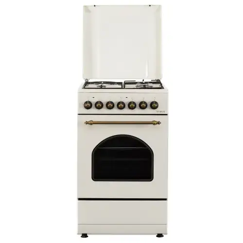 Aragaz Rustic SAMUS SR550EL3C1, Gaz+Electric, Aprindere electrica, 3 arzatoare gaz + 1 electric, Cuptor electric 48 l, 3 functii, Timer mecanic (Bej)