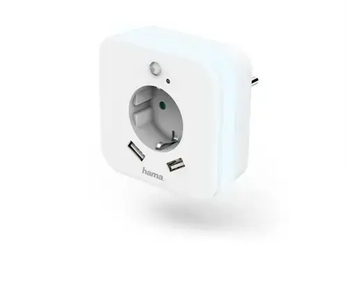 Lampa veghe Hama 133752 cu adaptor priza + 2 x USB (Alb)