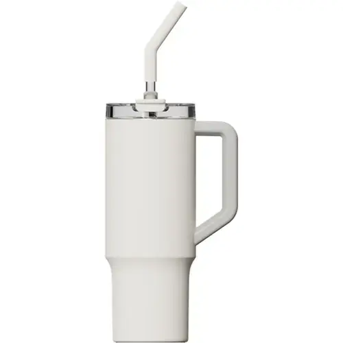 Cana termos cu pai Xiaomi Straw Mug BHR9540GL, 1 l, 6 ore mentinere temperatura lichide (Alb)