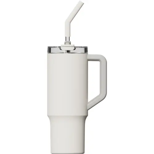 Cana termos cu pai Xiaomi Straw Mug BHR9540GL, 1 l, 6 ore mentinere temperatura lichide (Alb)