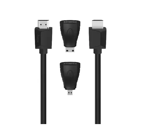 Cablu HDMI Hama 200705, 4k, adaptor miniHDMI, adaptor microHDMI, 1.5m (Negru)