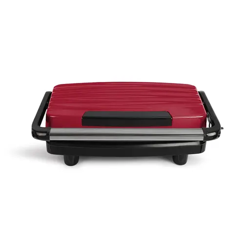 Gratar compact Livoo DOC 232R, 750W, placi aniaderente canelate, balama reglabila, suprafata de gatit 23x15cm, reglare automata a temperaturii, posibilitate de stocare pe verticala, carlig de blocare, picioare antiderapante, (Rosu/Negru)