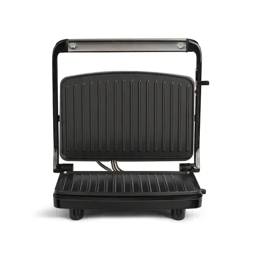 Gratar compact Livoo DOC 232G, 750W, placi aniaderente canelate, balama reglabila, suprafata de gatit 23x15cm, reglare automata a temperaturii, posibilitate de stocare pe verticala, carlig de blocare, picioare antiderapante, (Gri/Negru)