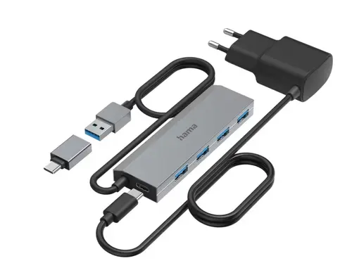 Hub USB Hama 200138, USB 3.2 (Gri)