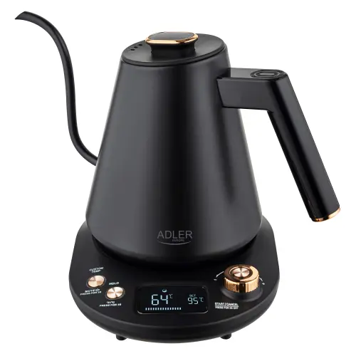 Cana electrica Adler AD 1349, 1100 W, 1L, 40-100 C, Mentinere caldura, Afisaj LED (Negru)